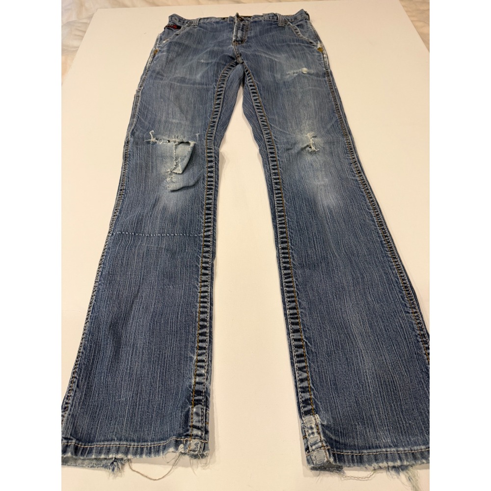 Ariat Slim M4 Low Rise Straight Jeans 29x36 Distressed Workwear Western Denim